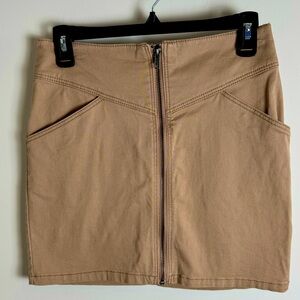 H&M Divided Beige Tan Zip Front Mini Skirt 8